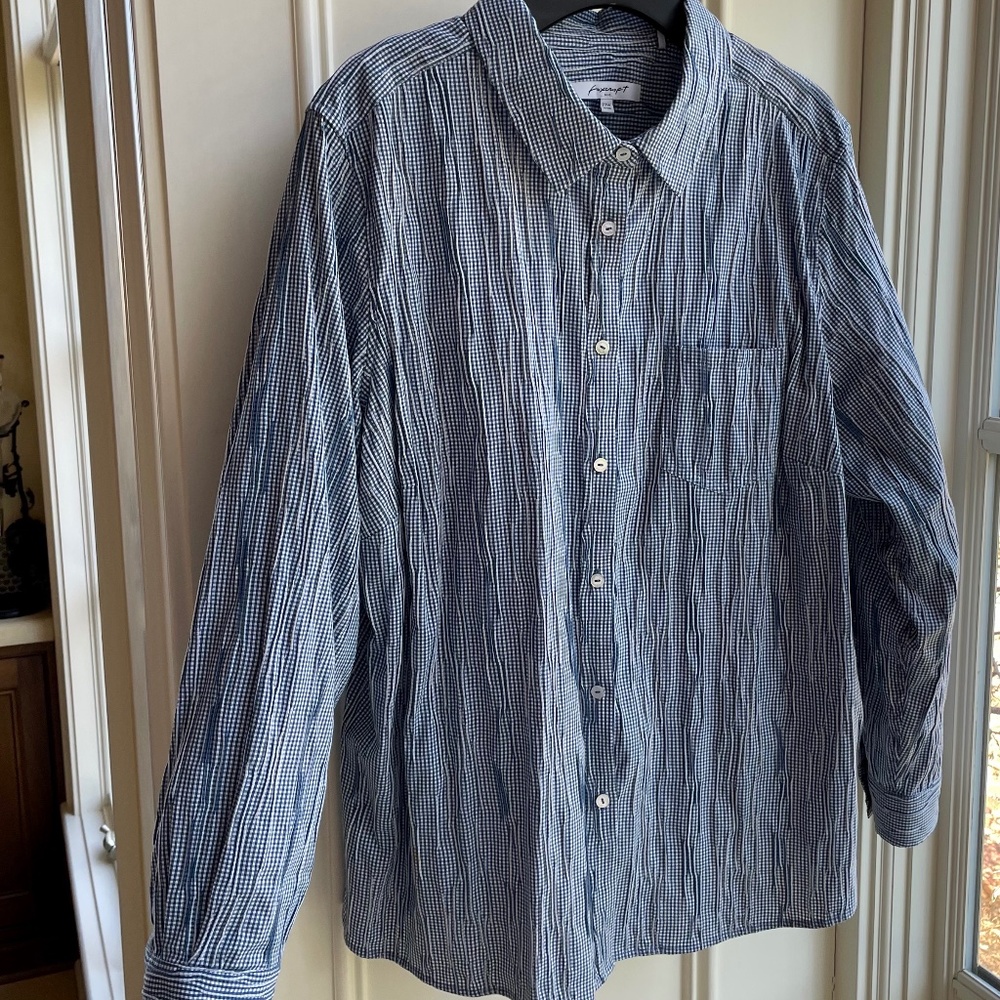 The Hampton Crinkle Mini Check Shirt by Foxcroft - Picture 4 of 6